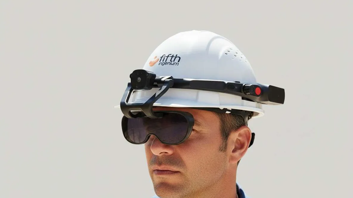 ATEX Zone 1 AR helmet — IP66, 5G, hot-swappable battery for a full shift.